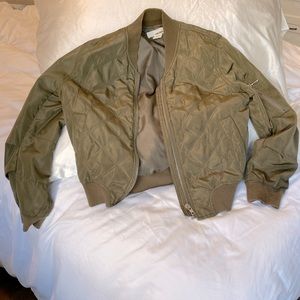 Army green quilted bomber jacket
